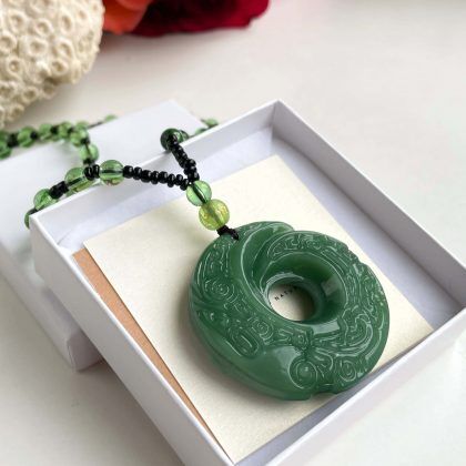 Buy Chinese Dragon Jadeite Jade Pendant, Green, Natural Grade A Jade, Burma  Myanmar Gemstones, Jewelry, Necklace, Antique Online in India - Etsy
