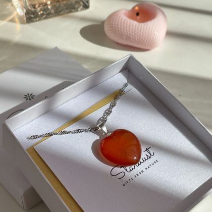 Beauty energy” Carnelian heart pendant necklace silver, Christmas Gift for  girlfriend, gift for her, luxury jewelry gift – Crystal boutique