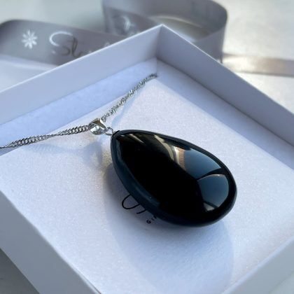 Wrapped black obsidian necklace | Angel jewels